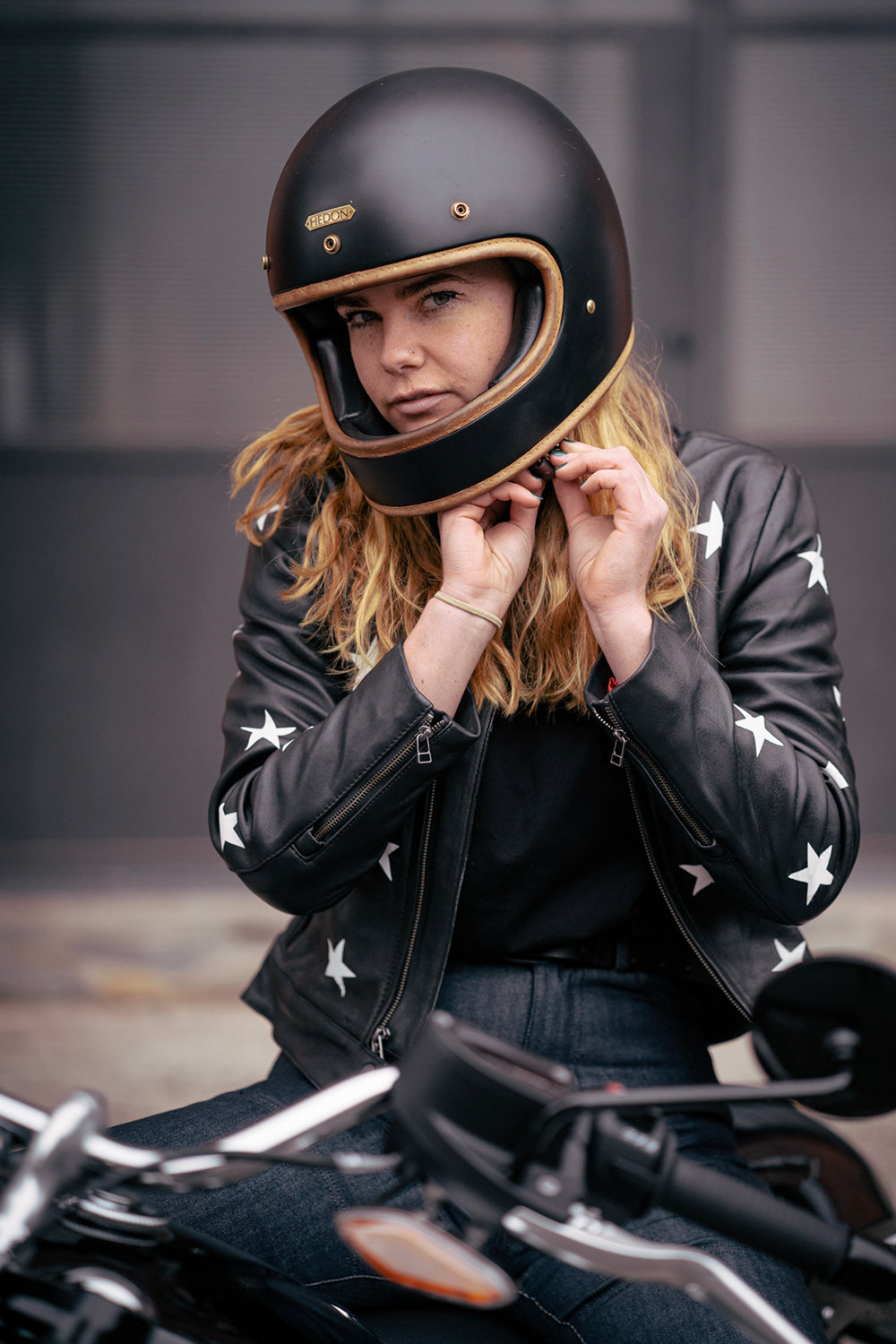 black classic open face helmet