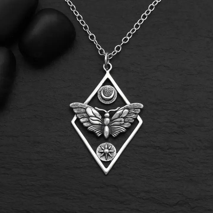 Geometric Moth Necklace 18 Inch