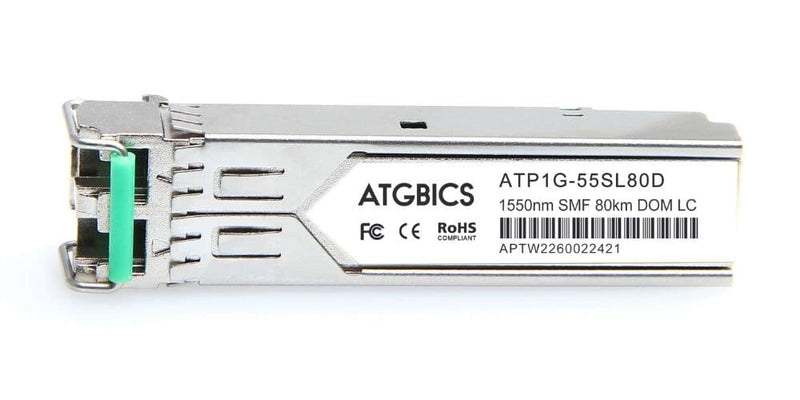 Part Number SFP-504, Gigamon Systems Compatible Transceiver SFP 1000Base-ZX (1550nm, SMF, 80km, LC, DOM), AT-GBICS