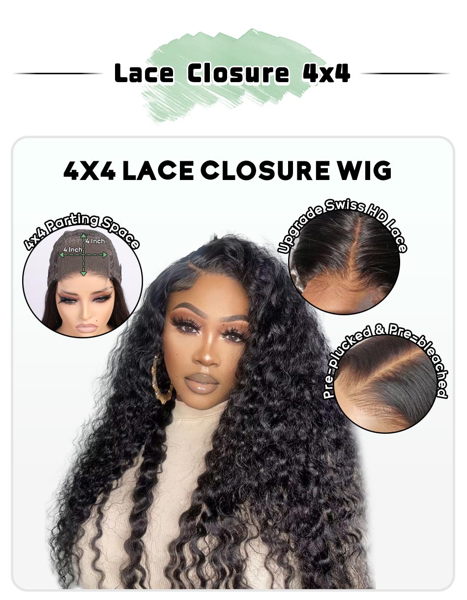 4x4 short bob deep wave wig