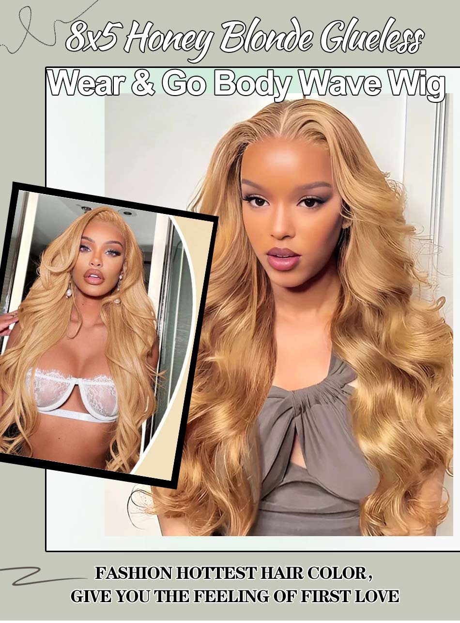 8x5 honey blonde hd lace glueless wig