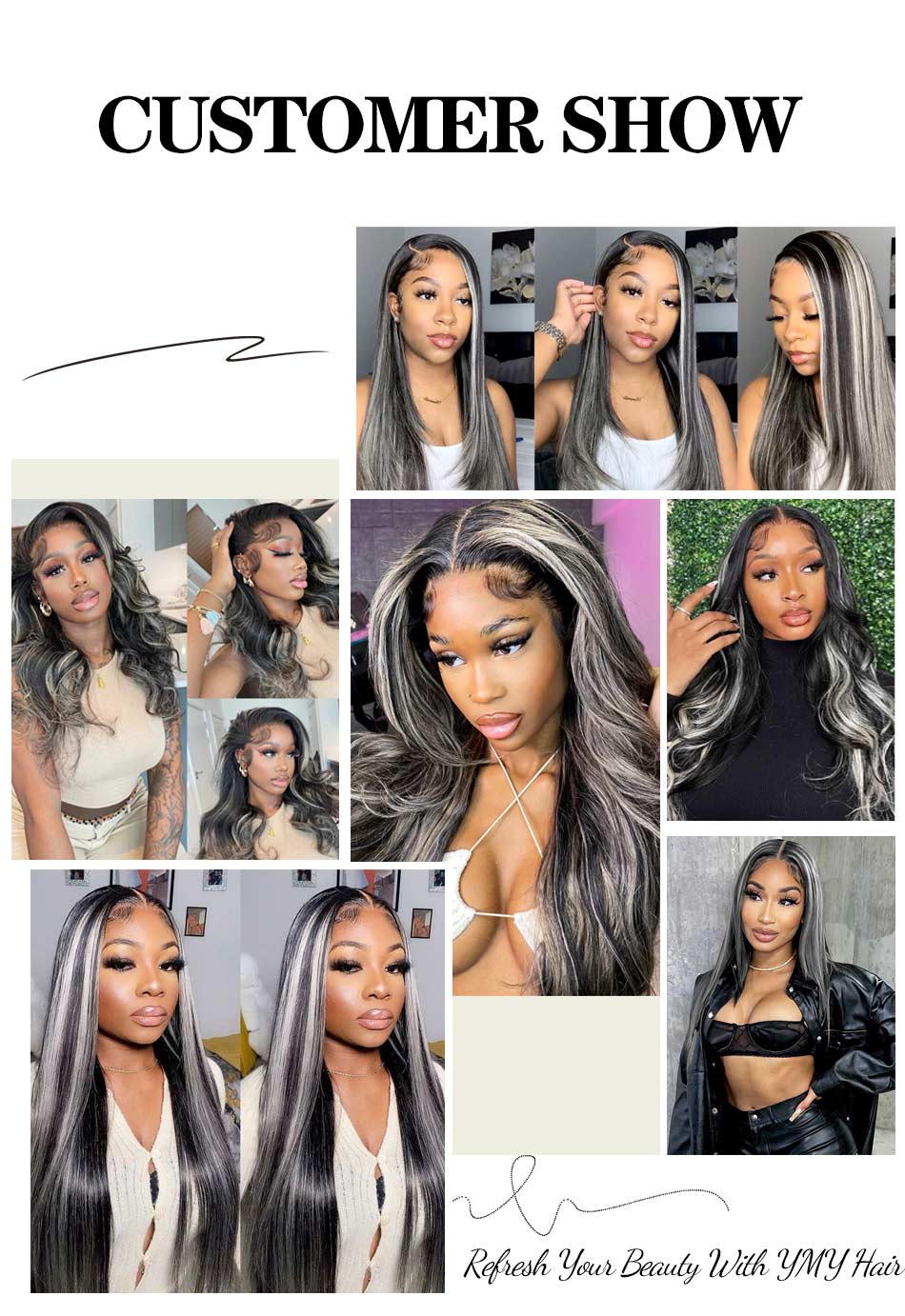 gray highlight hd lace front wigs