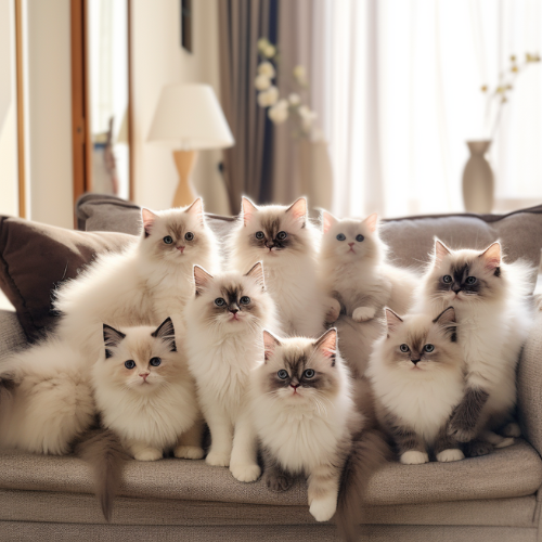 lots of ragdoll kittens looking cute