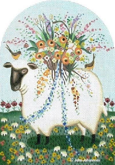 Melissa Shirley Designs John Johannsen Lamb and Eggs Needlepoint Canvas