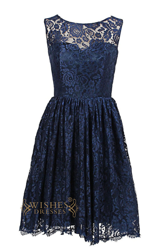 navy tea length bridesmaid dresses