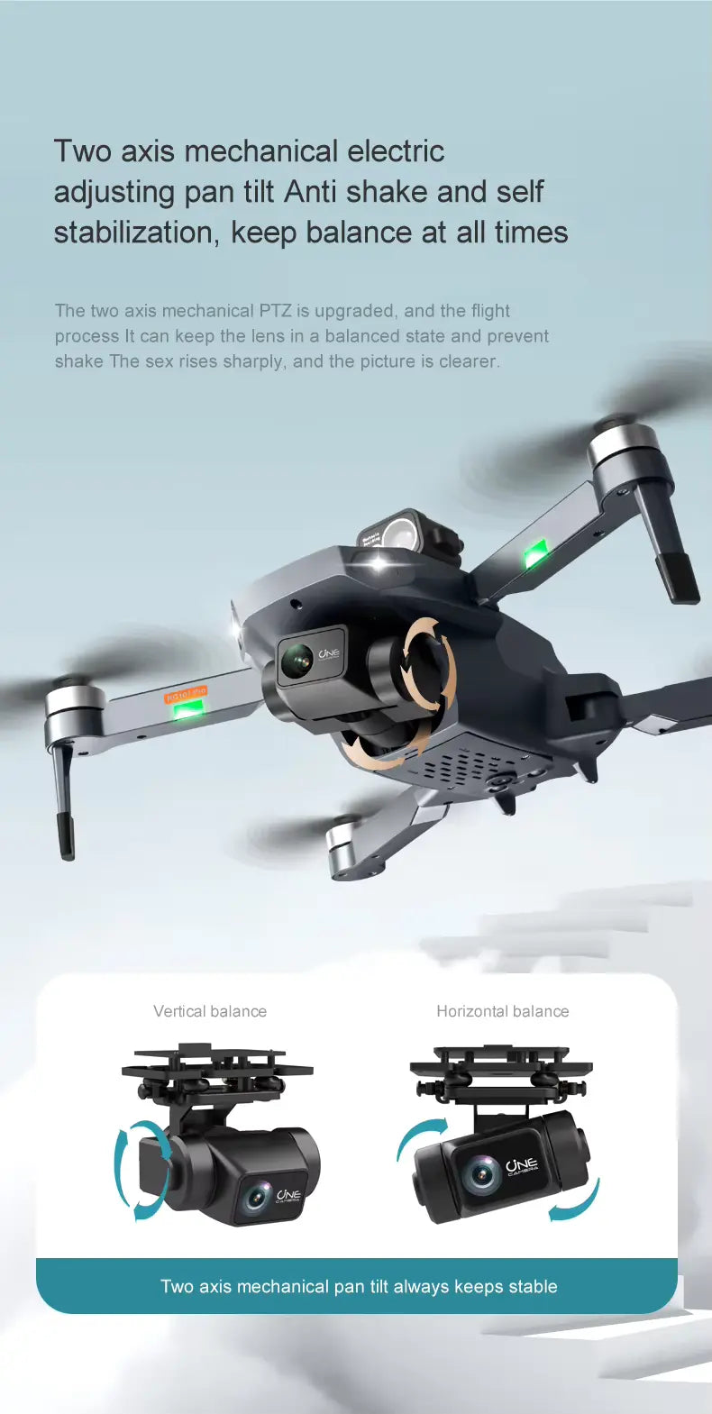 Extended flight time with GPS drone for long-distance shooting