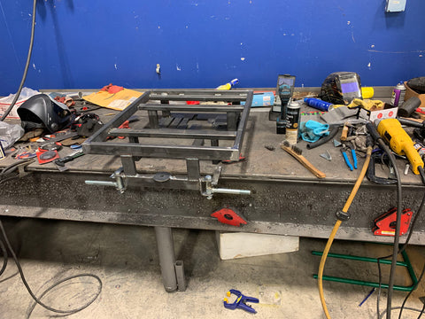 Welding up the very first Smart Ass Fuel Mule prototype frame on August 20th, 2020