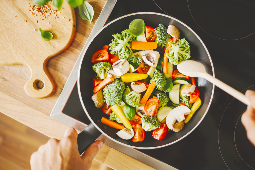 cooking vegetables in the kitchen