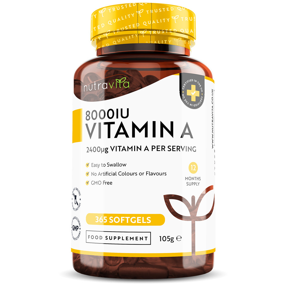 Vitamin A 8000IU 365 Soft gels — Nutravita