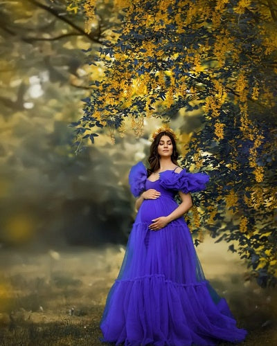 G77(7), Lavender Frilled Maternity Shoot Trail Gown, Size (All) – Style  Icon www.