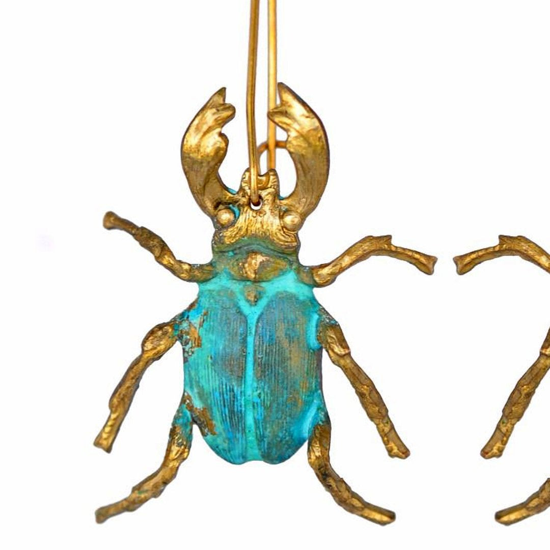 We Dream In Colour Verdigris Beetle Earrings