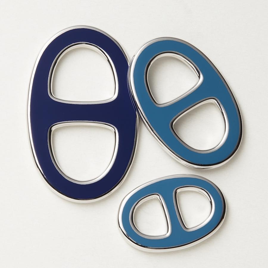 Reversible Scarf Ring - Silver/Blue/Navy