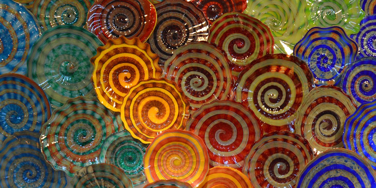 Wimberley Glassworks glass art installation platter wall exhibit & instagram picture wall