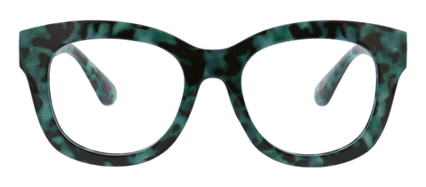 Peepers Center Stage blue light glasses in green tortoise