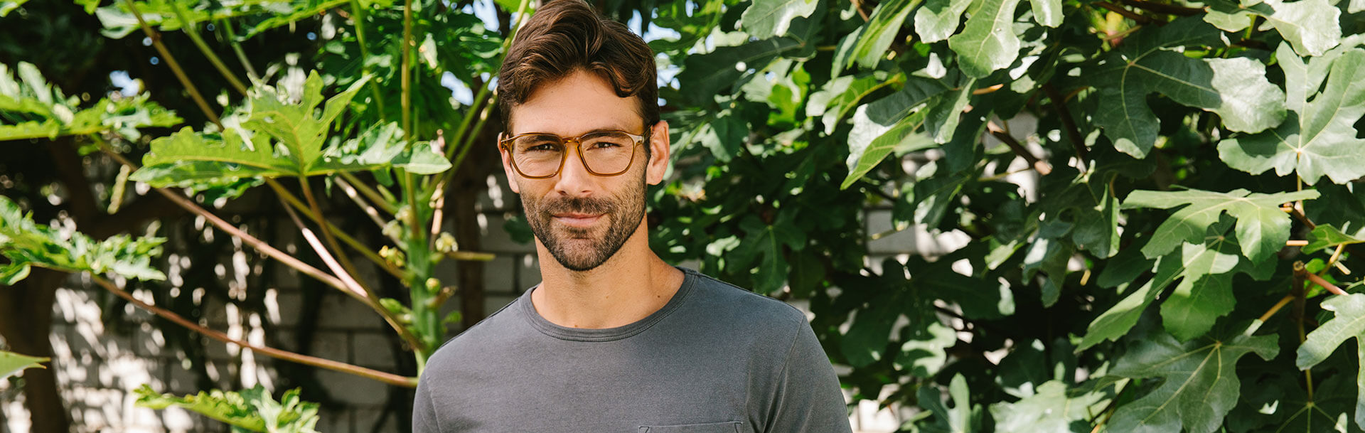 Man Standing Outside Against Greenery Wearing Peepers Eco-Style Off The Grid