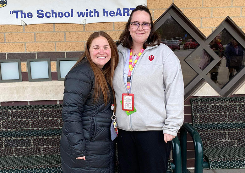 Two teachers who received DonorsChoose donation from Peepers for Teachers