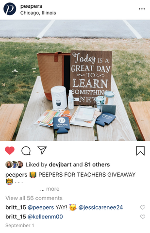 Peepers For Teachers Event Screenshot Of Instagram Post