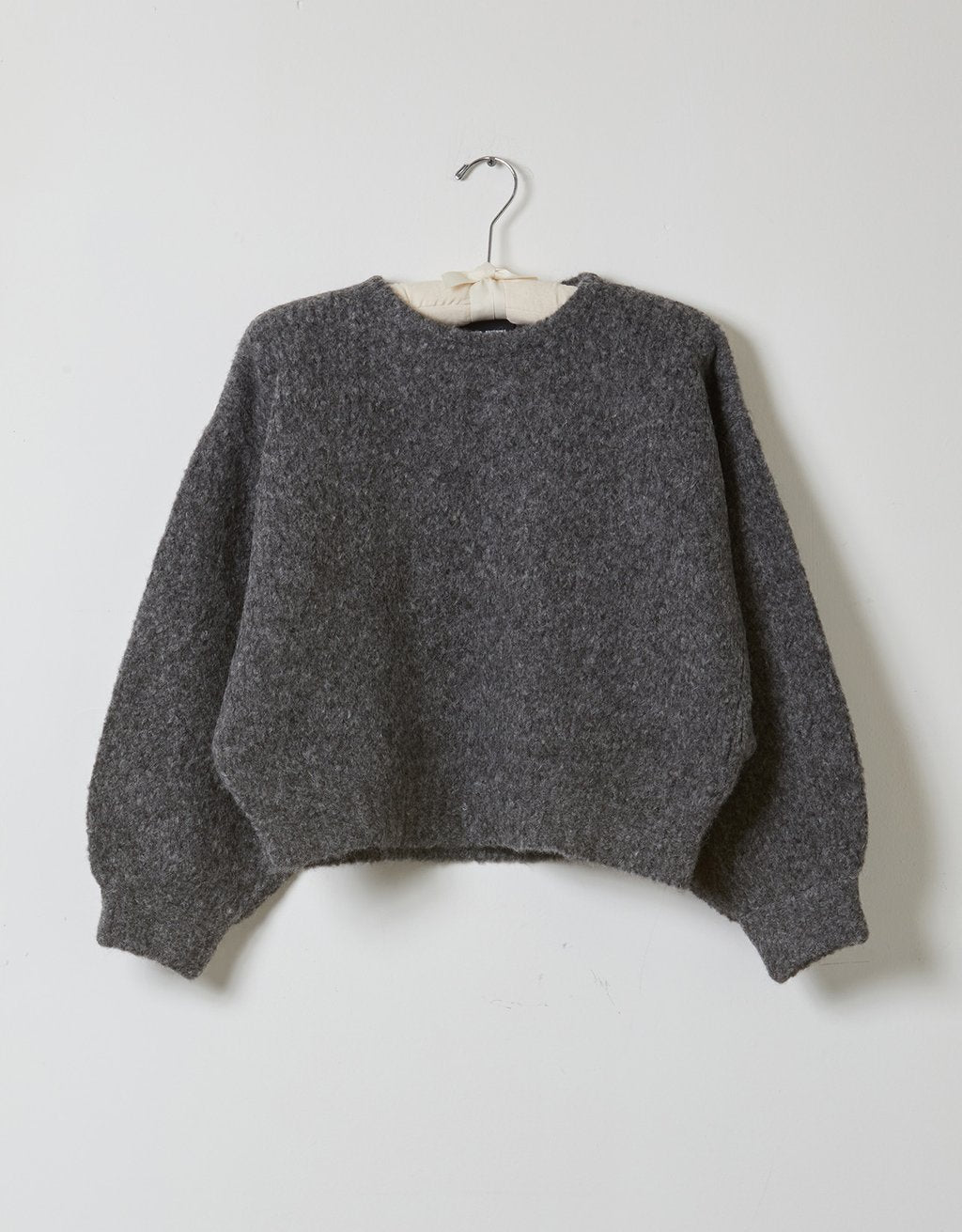 Balloon Sleeve Sweater in Charcoal Alpaca