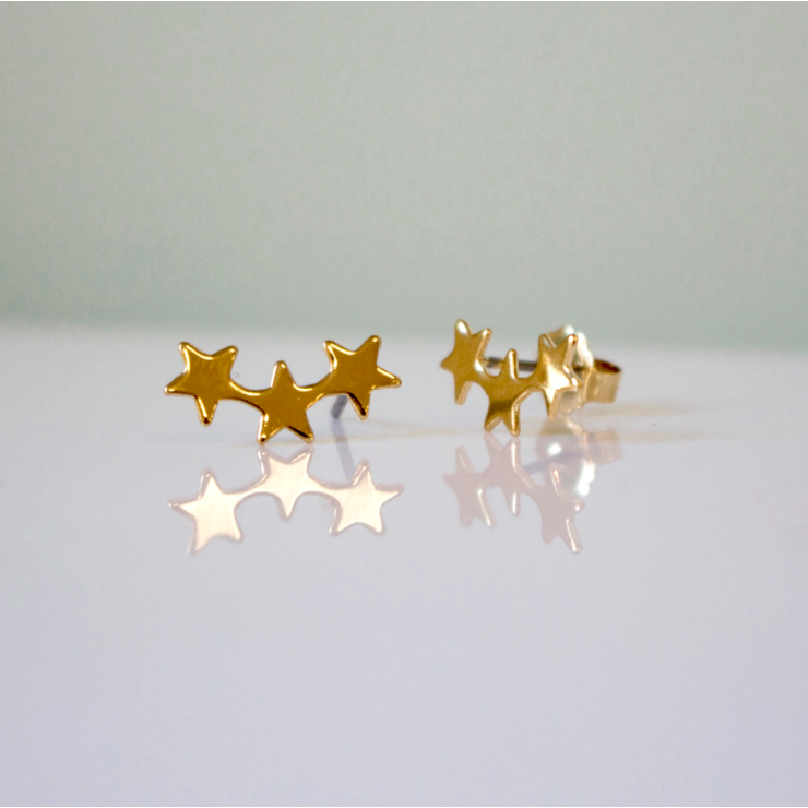 Falling Star Stud Earrings - Gold