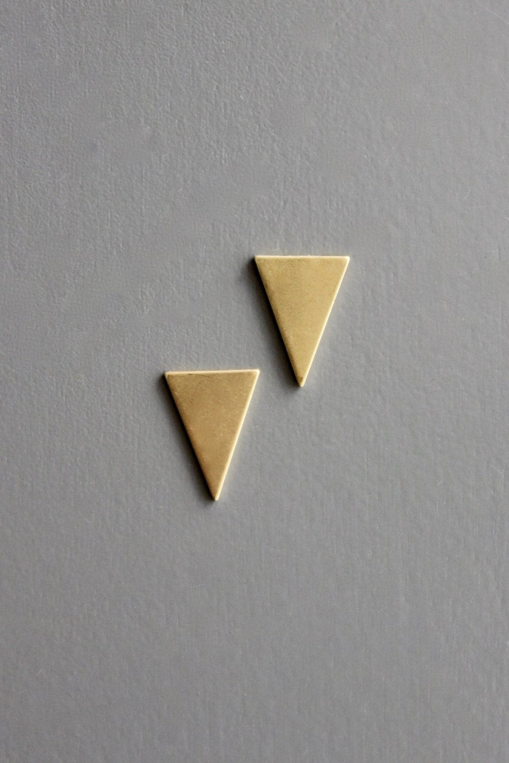 Triangle Brass Stud Earrings.