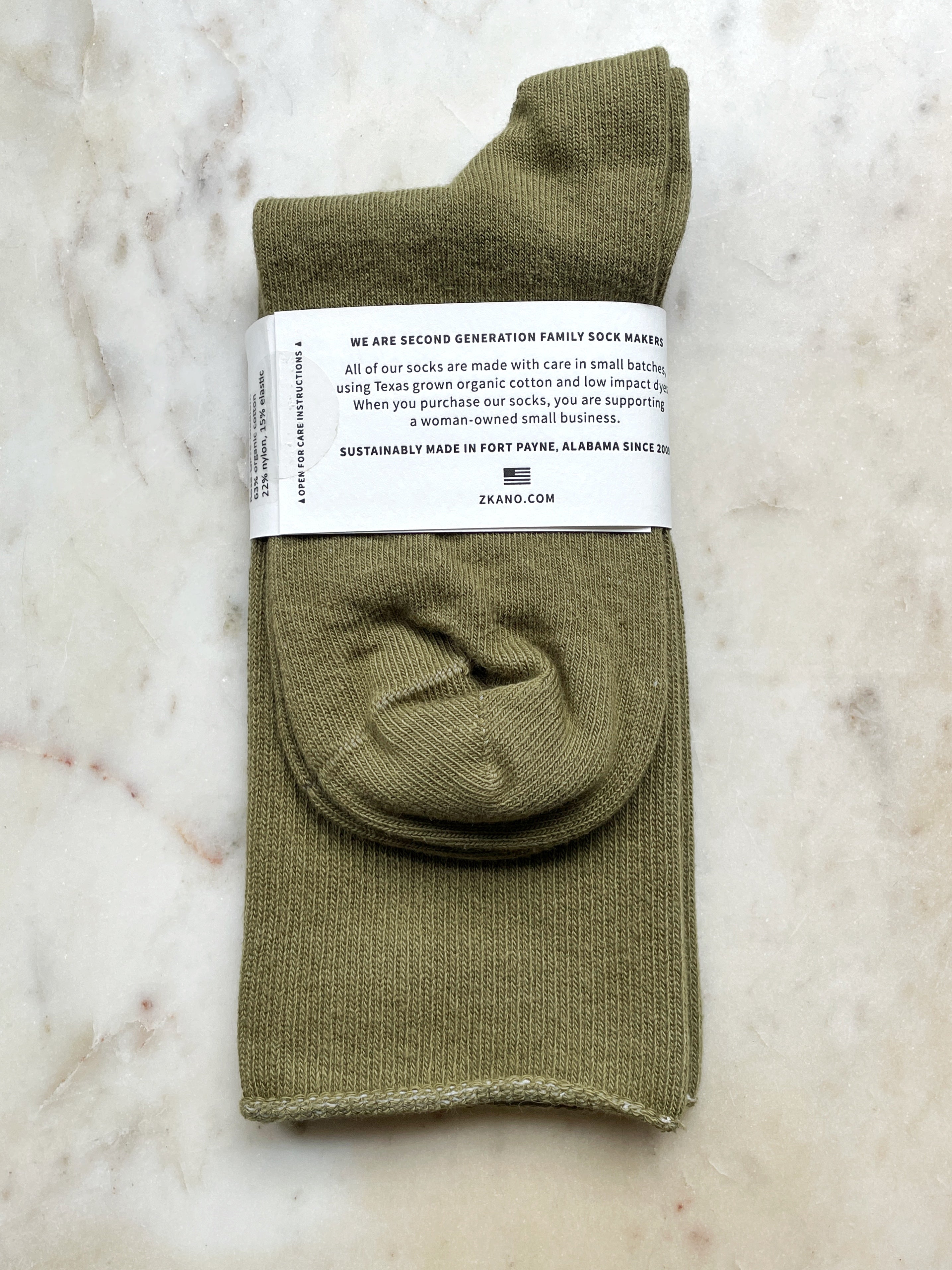 Rose Roll Top Sock in Solid Olive