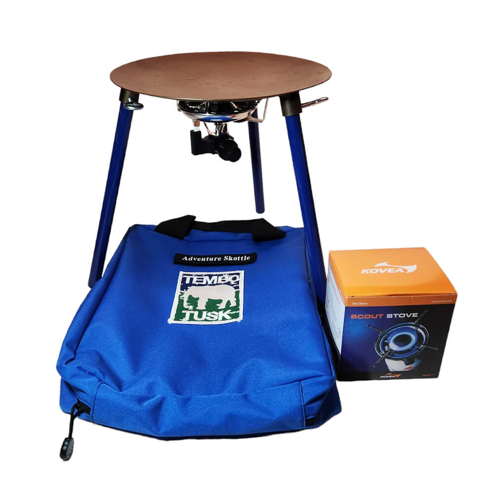  TEMBOTUSK The Original Skottle grill cooking system kit with  adjustable legs, based on the South African pan or wok skillet style cooker  packs all in one carry bag. : Sports 