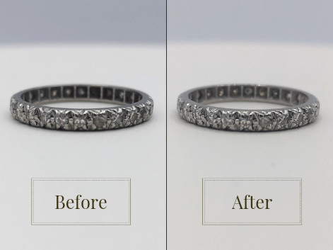 18kt white gold and diamond eternity ring before and after our jewellery cleaning service.png__PID:1547e910-7eae-4148-b988-164dcc760eae