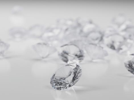 A selection of diamonds on a white background