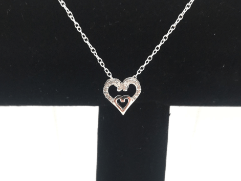 925 Silver Rhodium Plated heart necklace