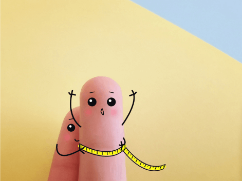 animation of a finger with a tape measure around it