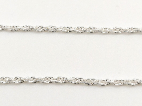 Silver rope chain on a white background