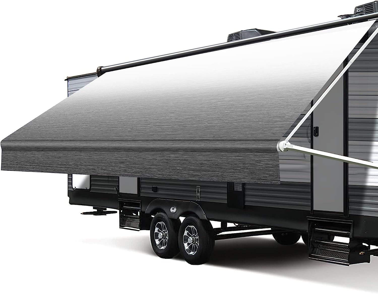 Xenjum RV Awning Fabric Replacement, 16.2oz Heavy-Duty Weatherproof Vinyl Camper Awning Replacement Universal Outdoor Canopy for RV, Trailer, and Motorhome Awnings-Gray Fade- 10'(Fabric 9'2")