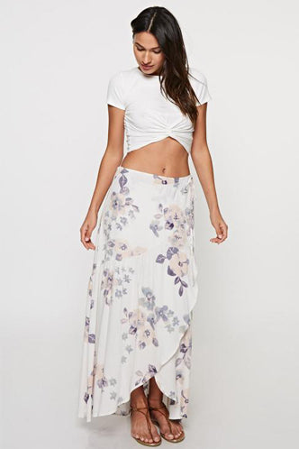 Ruffle Maxi Skirt in Blush/Vanilla – Boho Bum Island