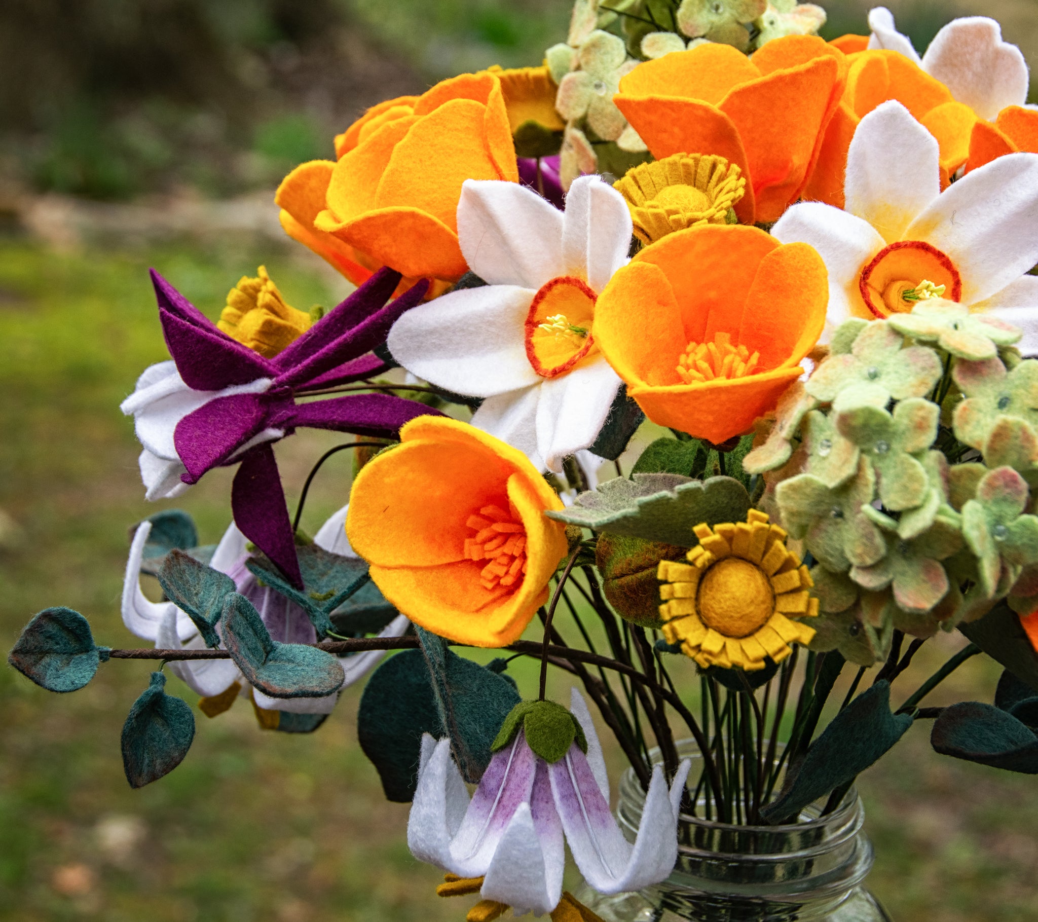 Completed California Poppies in a Bouquet