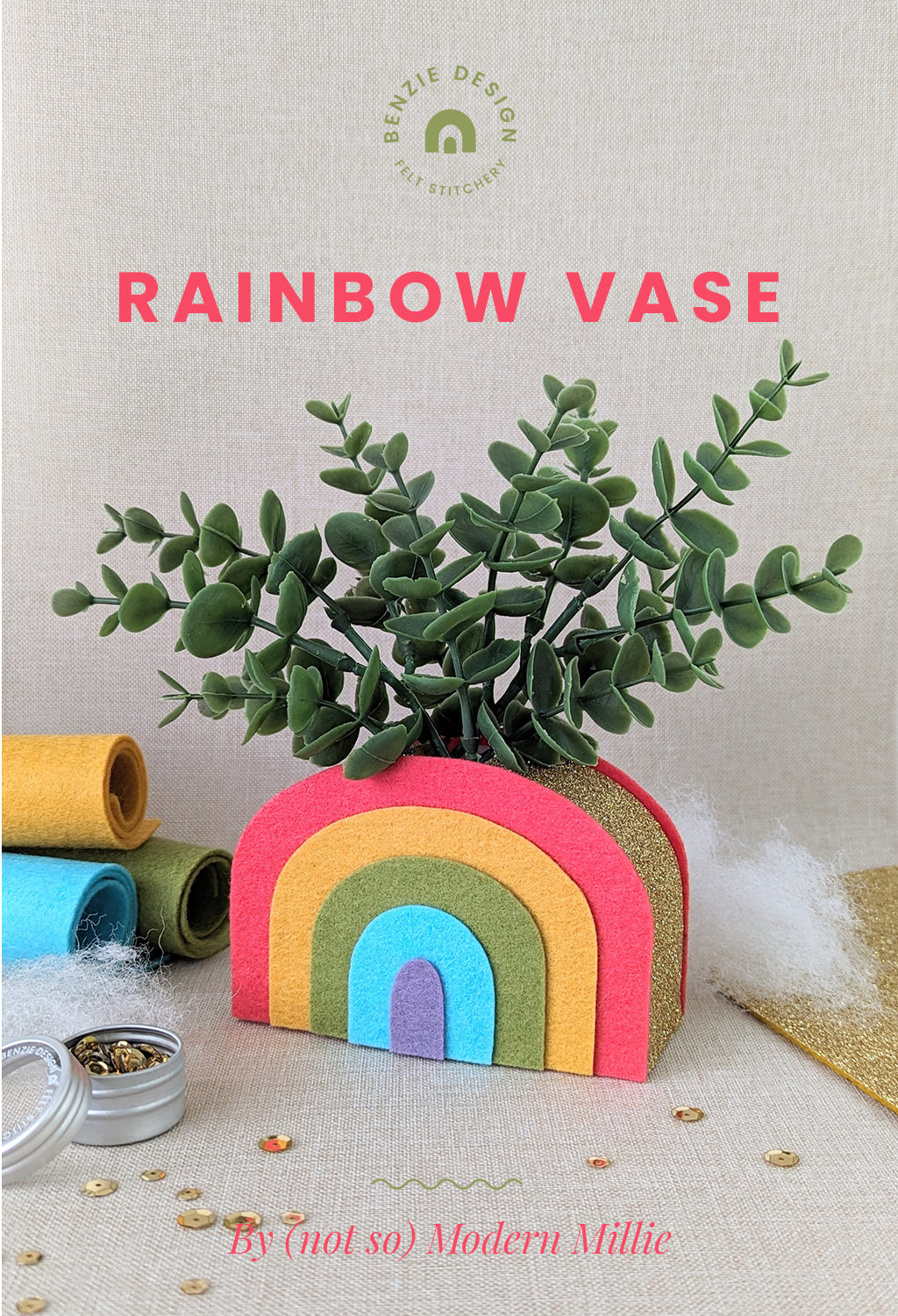 Felt Rainbow Vase tutorial