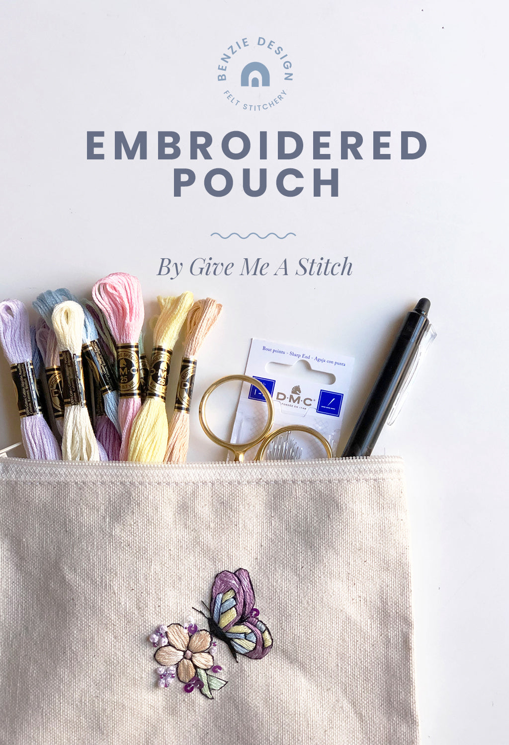 Embroidered floral pouch tutorial