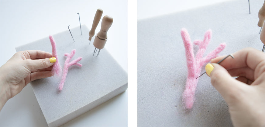 Felted branch coral examples