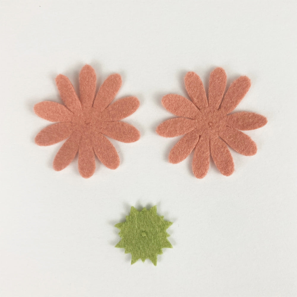 Daisy petals and sepal cut from felt