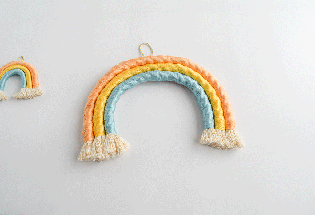 macrame wrapped rainbows
