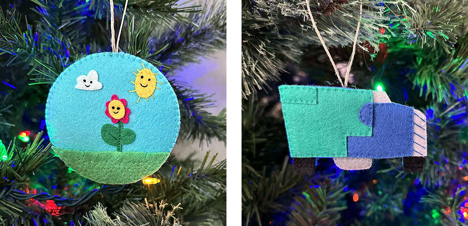 Finished ornaments on tree