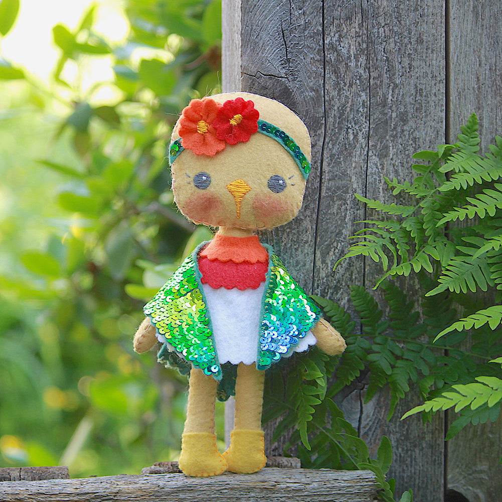 Finished hummingbird doll