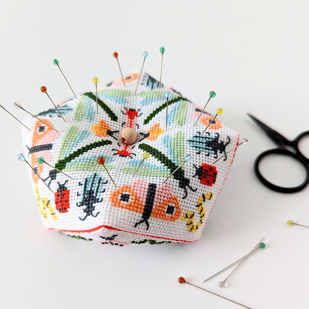 Finished biscornu pincushion