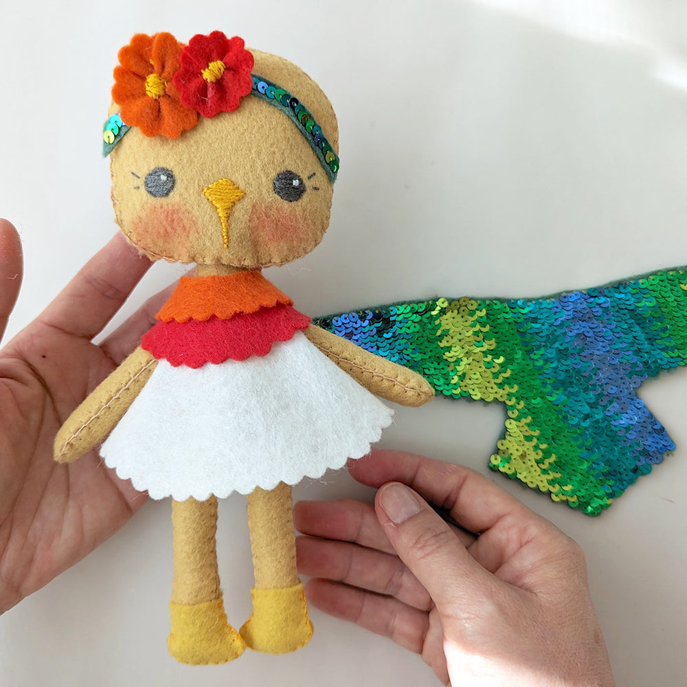 Finished hummingbird doll