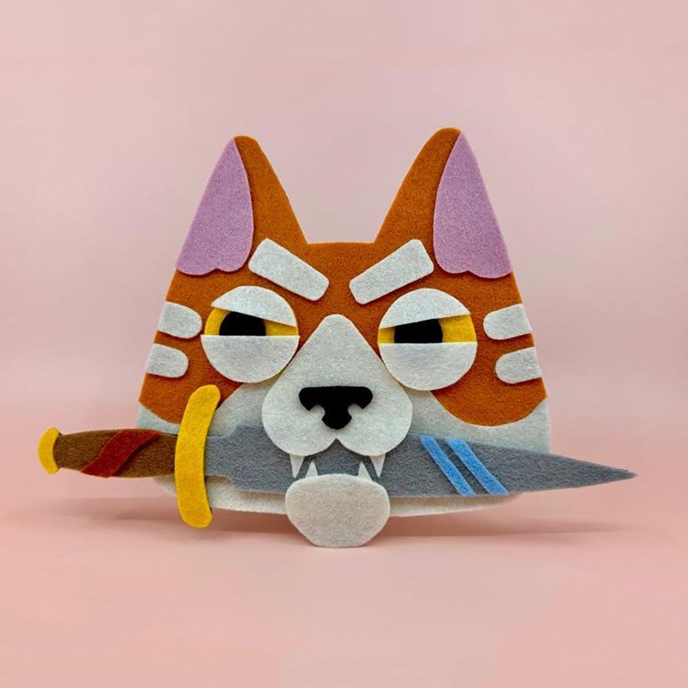 Finished cartoon cat with knife