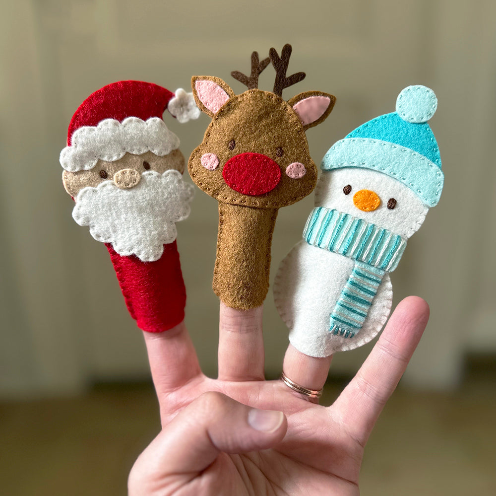 Finished holiday puppets on hand