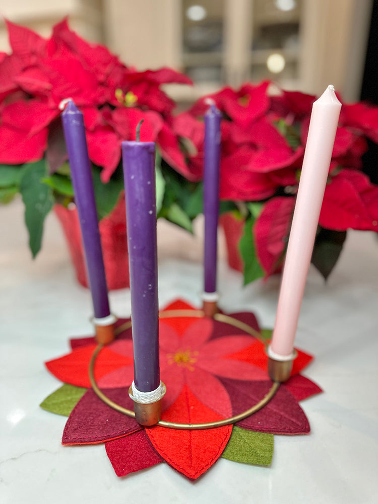 Finished felt poinsettia as trivet