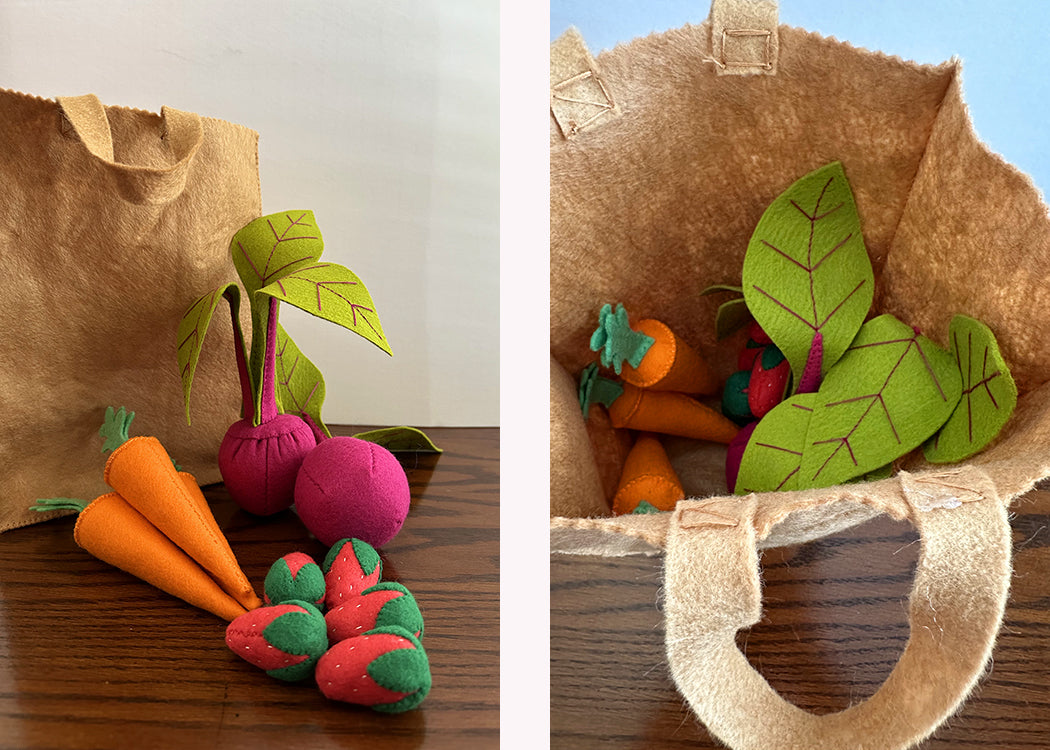 Finished market bag and produce