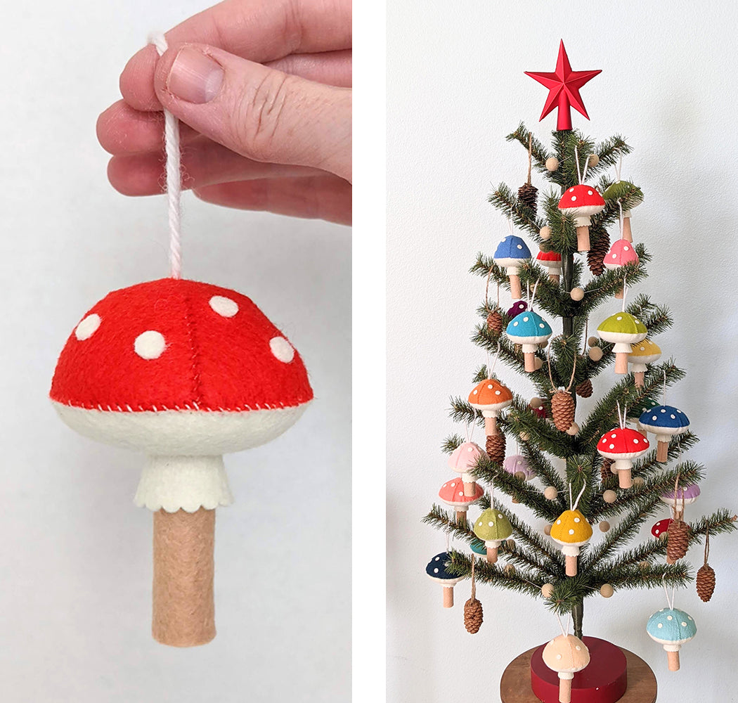 Finished mushroom ornaments