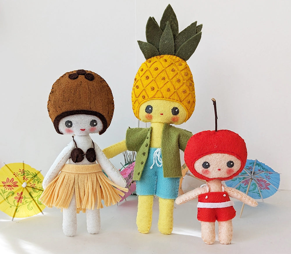 Finished pina colada doll trio