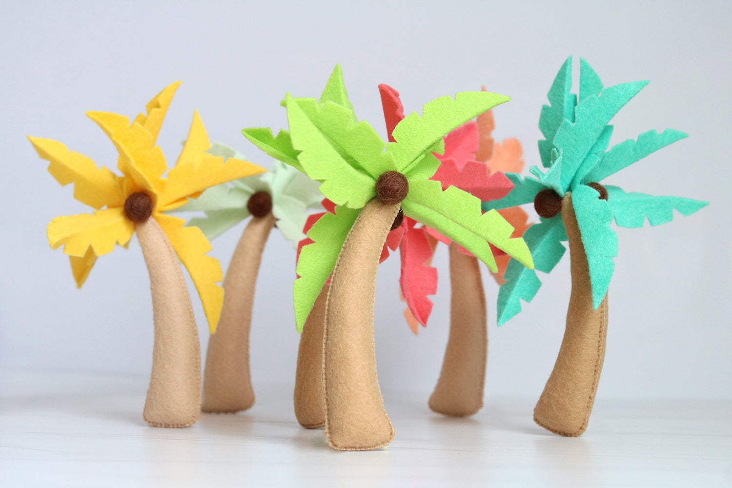 Assorted color felt palm trees